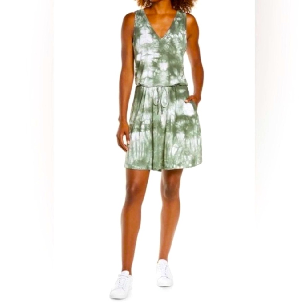 Sweaty Betty Take it Easy Tie Dye Sleeveless V neck Dress Size L